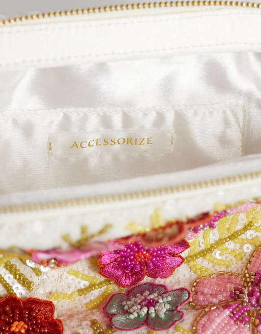 Accessorize beaded flower clutch bag in multi | ASOS