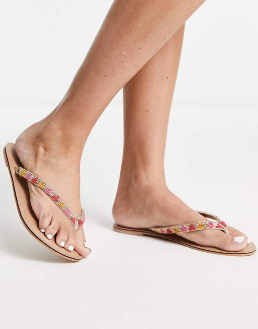 Accessorize beaded geo toe thong sandal in multi