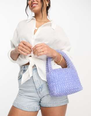 Accessorize beaded mini shoulder bag in denim blue