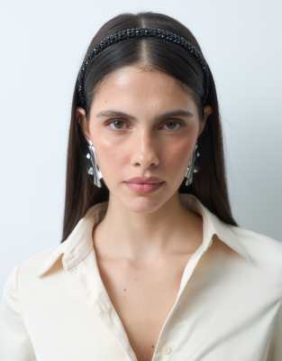 Accessorize Beaded Sparkle Headband In Black