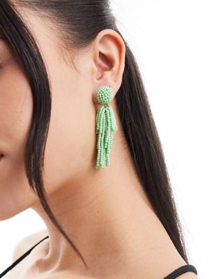 Accessorize beaded tassle earrings in mint green