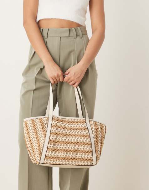 Accessorize – Beige axelväska med mixad, vävd design - view 1