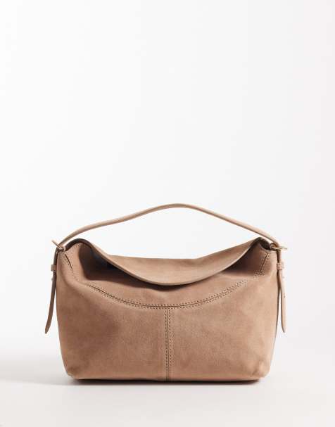 Accessorize - Beige håndholdt skuldertaske i ruskind med flap - view 1