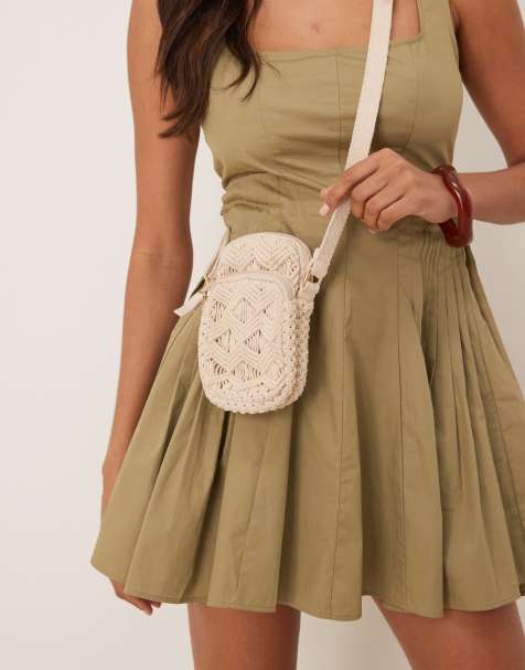 Accessorize – Beige mobilväska i makramé - view 1