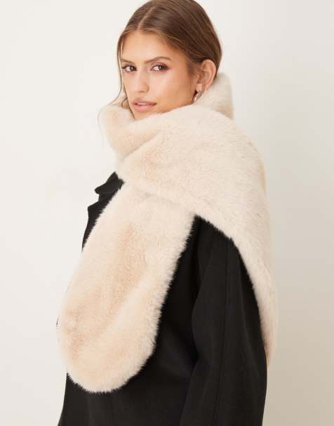 Accessorize – Beige, smal halsduk i fuskpäls med stoladesign - view 1