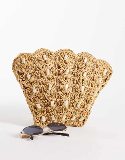 Accessorize – Beige, snäckskalsformad handledsväska med fuskpärlor, 2 av 4
