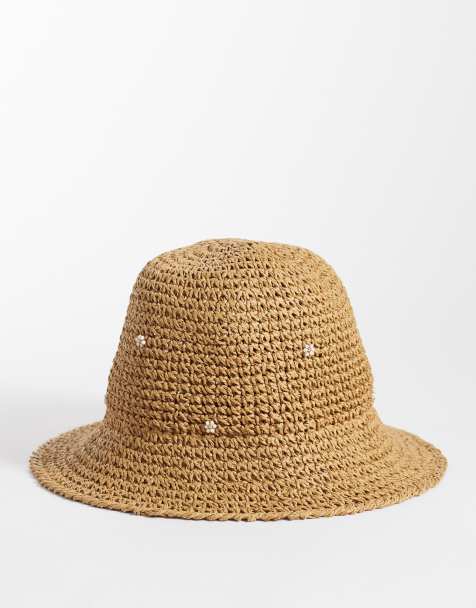 Accessorize – Beige solhatt i strå med broderade blommor - view 1