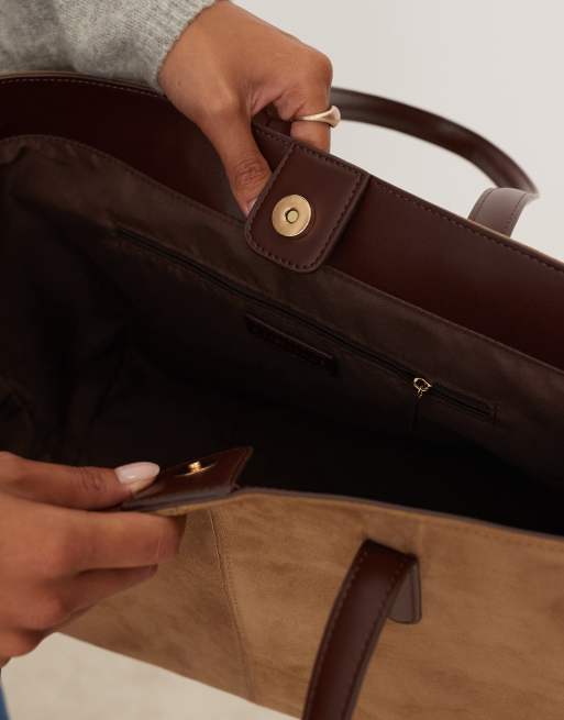 Accessorize – Beige toteväska i mockaimitation, 4 av 4