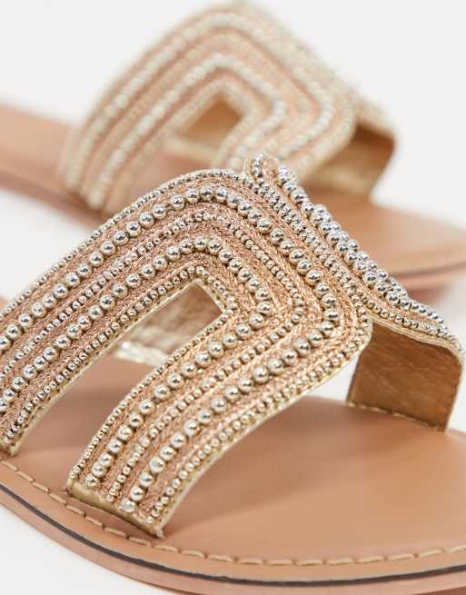 Gold best sale beaded sandals