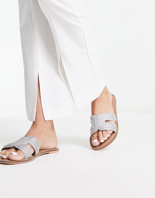 Accessorize bella beaded sandal in silver ASOS