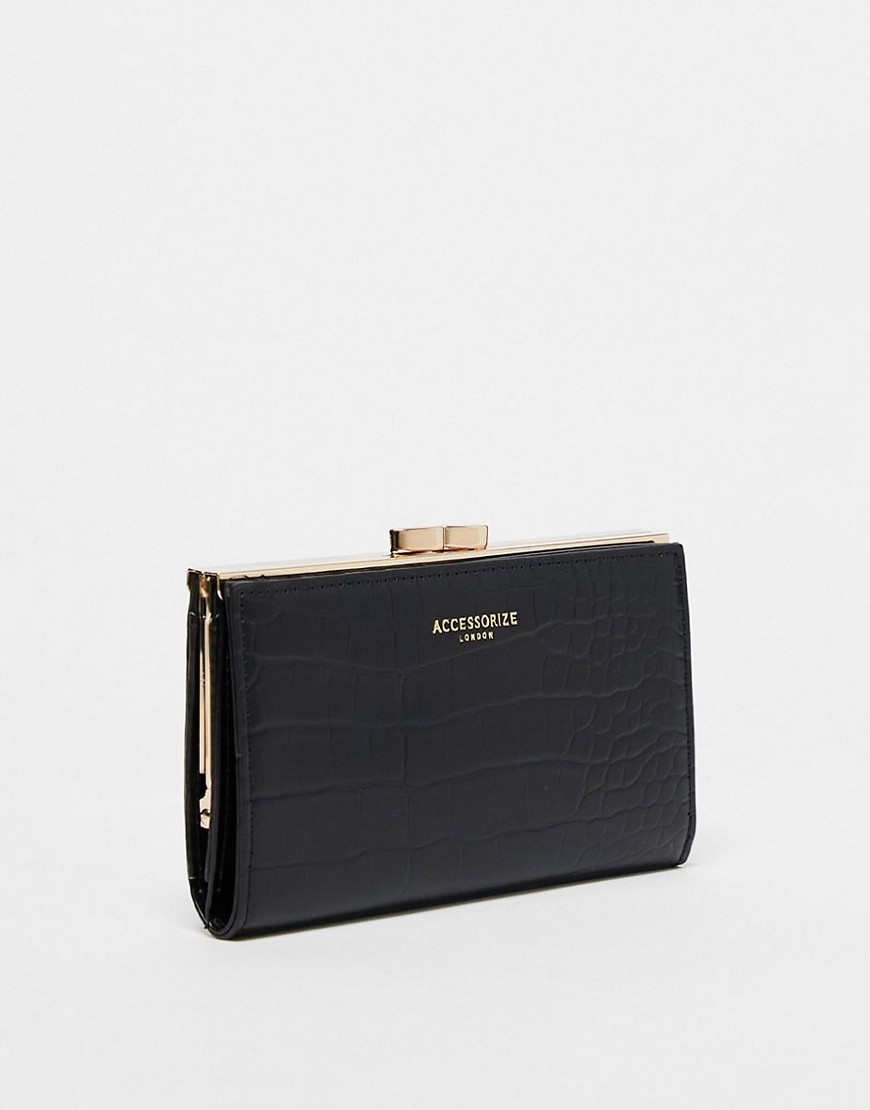 Accessorize Bella wallet with clip frame in black croc