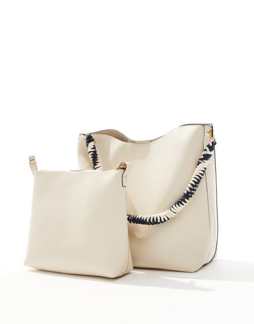 Accessorize – Beuteltasche in Weiß mit kontrastierendem Henkel, 4 von 4