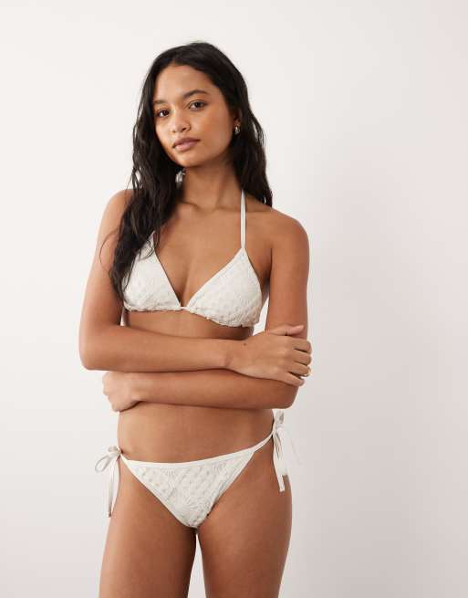 Accessorize – Biała szydełkowana góra od bikini z trójkątnymi miseczkami, 2 z 4