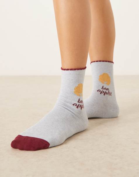 Accessorize – Blå strumpor med Bon Appetit- och croissanttryck - view 1