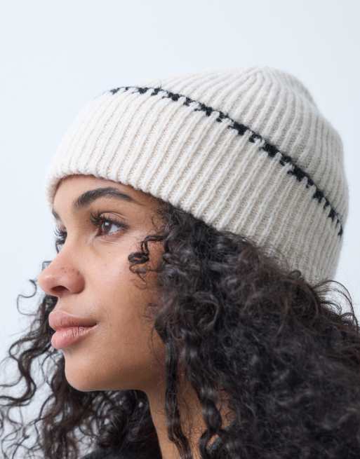 Accessorize black edge beanie in cream, 3 of 5