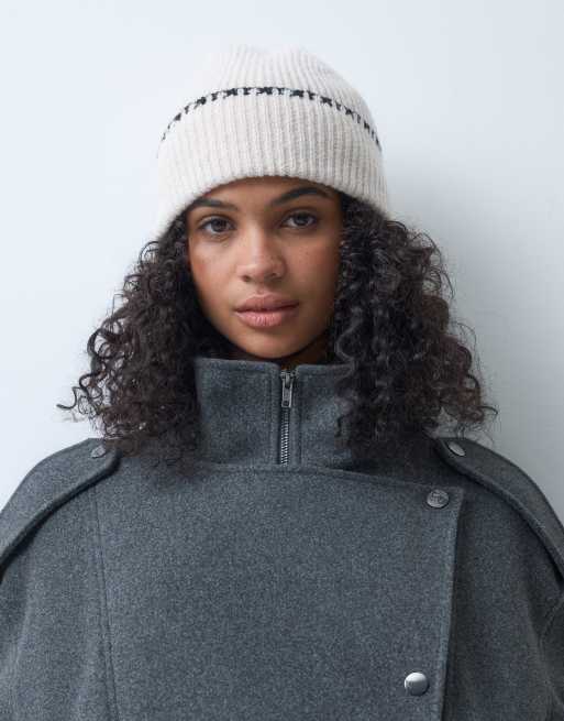 Accessorize black edge beanie in cream, 5 of 5