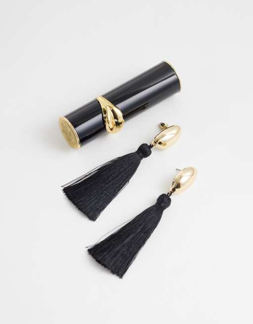 Accessorize black tassel drop earrings in gold, 2 of 4
