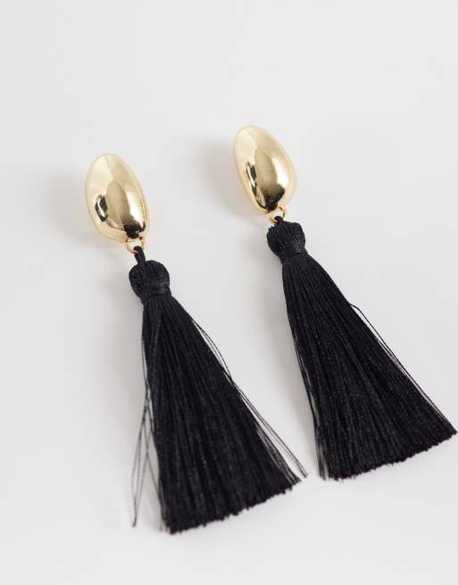 Accessorize black tassel drop earrings in gold, 4 of 4