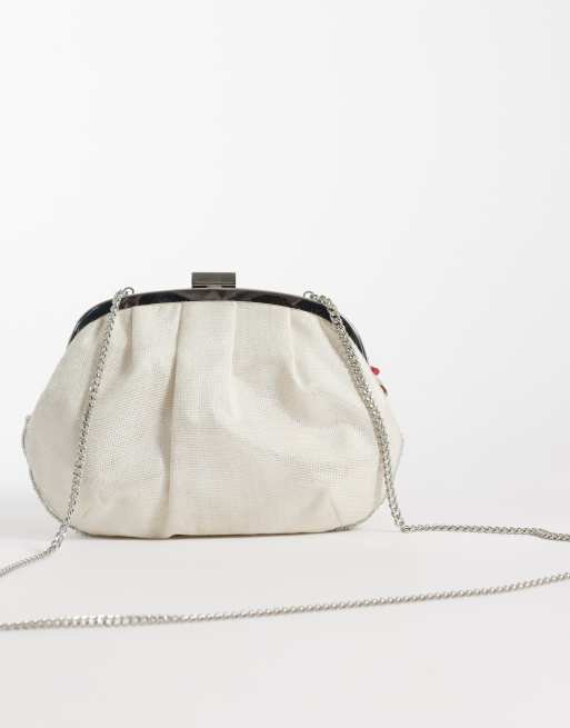 Accessorize - Bolso clutch plateado con estampado floral de Accessorize, 4 de 4