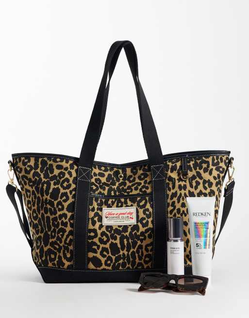 Accessorize - Bolso tote estilo shopper con estampado de leopardo de lona, 2 de 4
