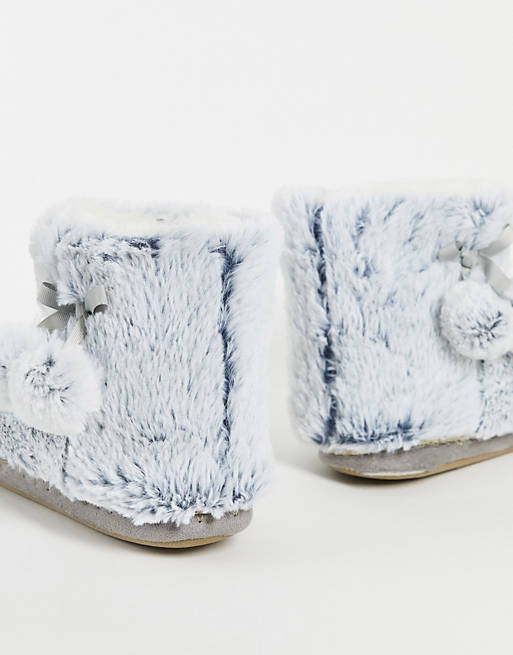  Slippers/Accessorize boot slipper in grey faux fur 