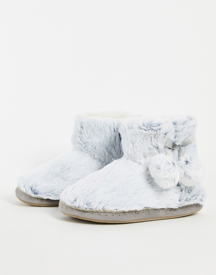 Accessorize bootie slipper in gray faux fur