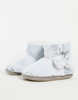 Accessorize boot slipper in grey faux fur