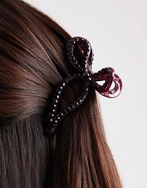 Accessorize - Bordeauxrød hårklemme i sløjfedesign med smykkesten - view 1