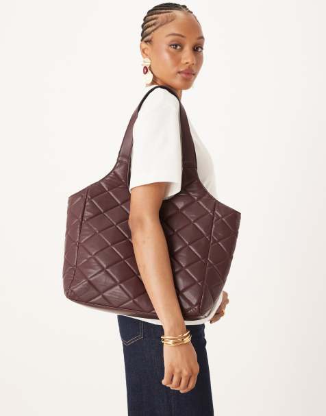 Accessorize – Bordowa pikowana torebka na ramię - view 1