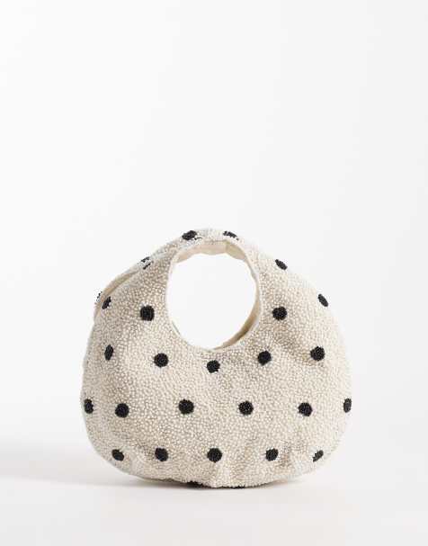 Accessorize - Borsa a mano color crema a pois con perline - view 1