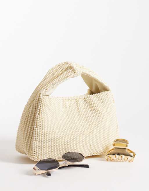 Accessorize - Borsa a mano giallo burro con perline, 2 di 4
