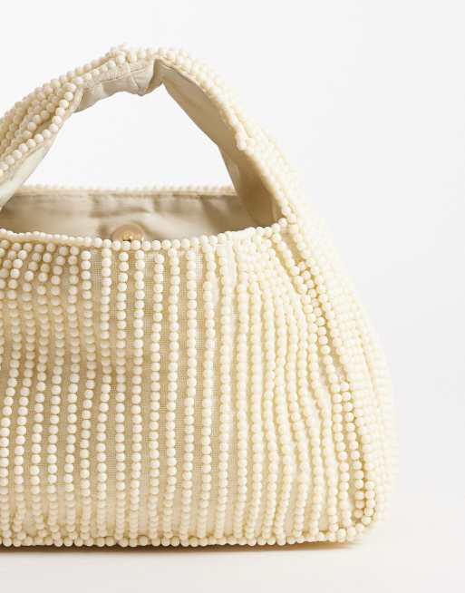 Accessorize - Borsa a mano giallo burro con perline, 3 di 4