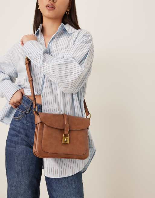 Accessorize - Borsa a tracolla color cuoio con lucchetto
