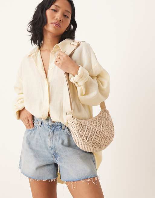 Accessorize - Borsa a tracolla in macramè écru