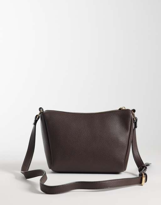 Accessorize - Borsa a tracolla morbida marrone con zip, 3 di 4