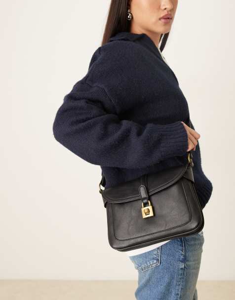 Accessorize - Borsa a tracolla nera con lucchetto - view 1