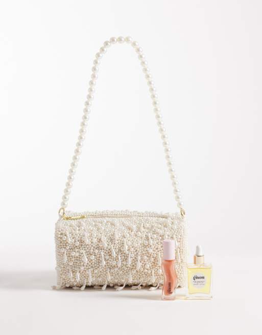 Accessorize - Borsa da spalla bianca con perline, 2 di 4