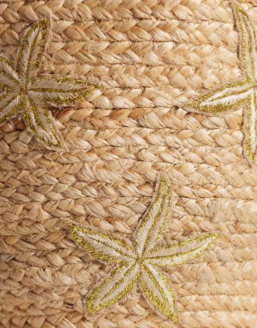 Accessorize - Borsa da spalla e a mano in rafia beige con stelle marine, 4 di 4