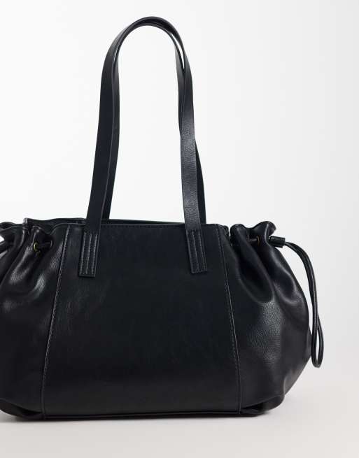 Accessorize - Borsa da spalla nera con lucchetto, 4 di 4