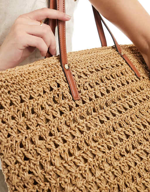 Jywmsc Borsa da Spiaggia Estiva in Paglia per le Vacanze Borsa a Tracolla Intrecciata per le Donne