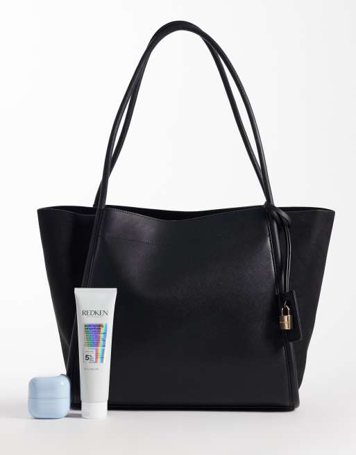 Accessorize - Borsa shopping in camoscio sintetico nera, 2 di 4