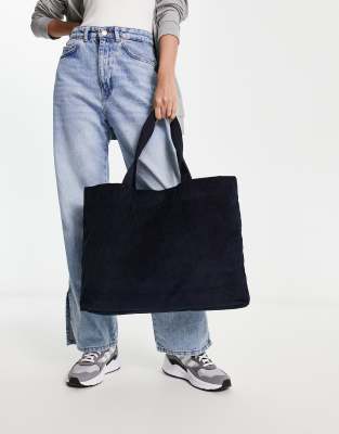 Borsa A Tracolla In Velluto A Coste Per Donna – Tela Morbida, Grande Capacità 38x35 Cm, Beige, Per Lavoro E Shopping - 4