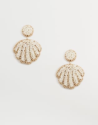 Accessorize - Boucles d'oreilles coquillage à perles effet sirène - Blanc