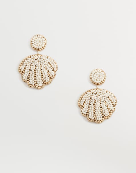 Accessorize - Boucles d'oreilles coquillage à perles effet sirène - Blanc - view 1