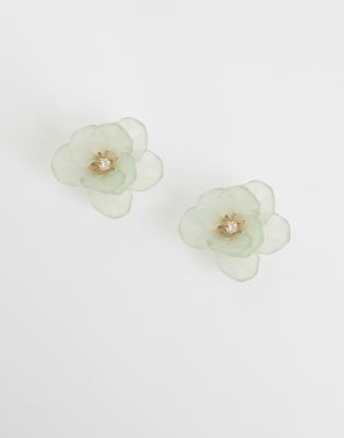 Boucles d'oreilles fleurs givrées - Vert clair