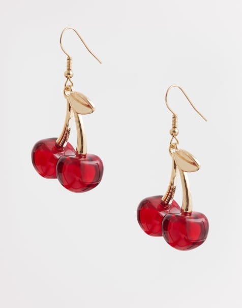 Accessorize - Boucles d'oreilles pendantes cerises en résine - Rouge - view 1