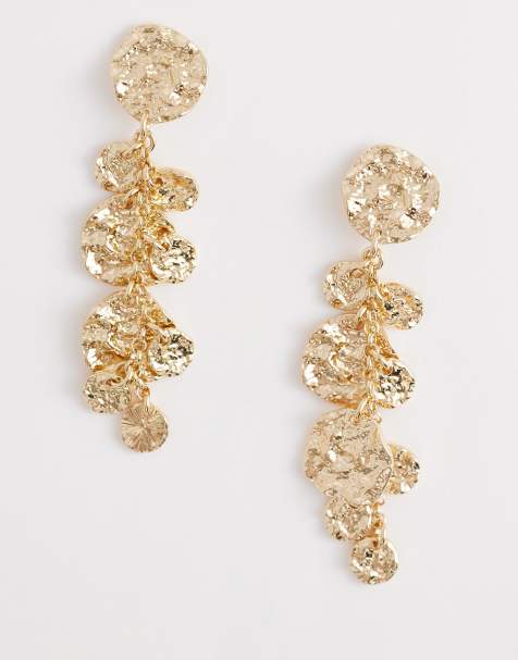 Accessorize - Boucles d'oreilles pendantes longues à pièces effet fondu - Doré - view 1