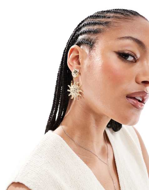 Accessorize - Boucles d'oreilles tendance à pendant soleil - Doré - view 1