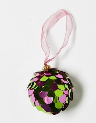 Accessorize disc sequin bauble in green and purple - ASOS Price Checker