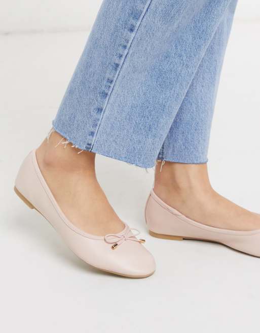 Accessorize bow ballet flats in pink | ASOS